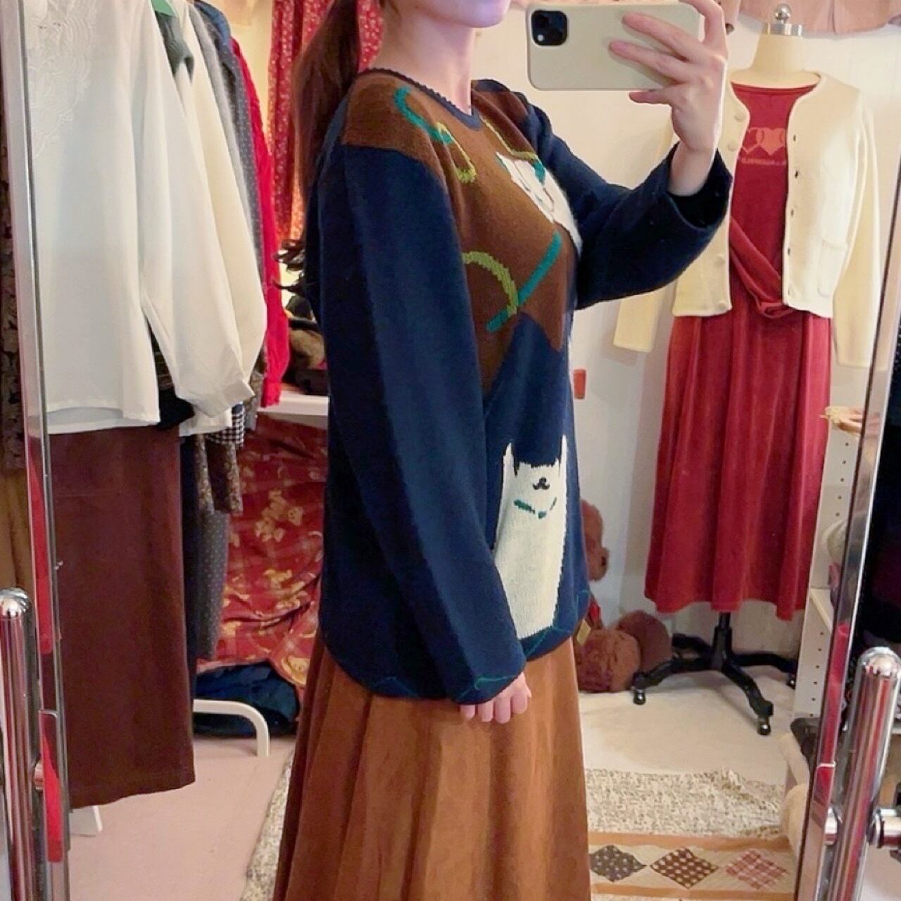 circus cat navy knit sweater