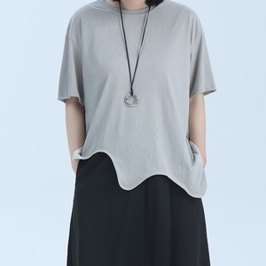 イレギュラーヘムショートスリーブTシャツ　D0244