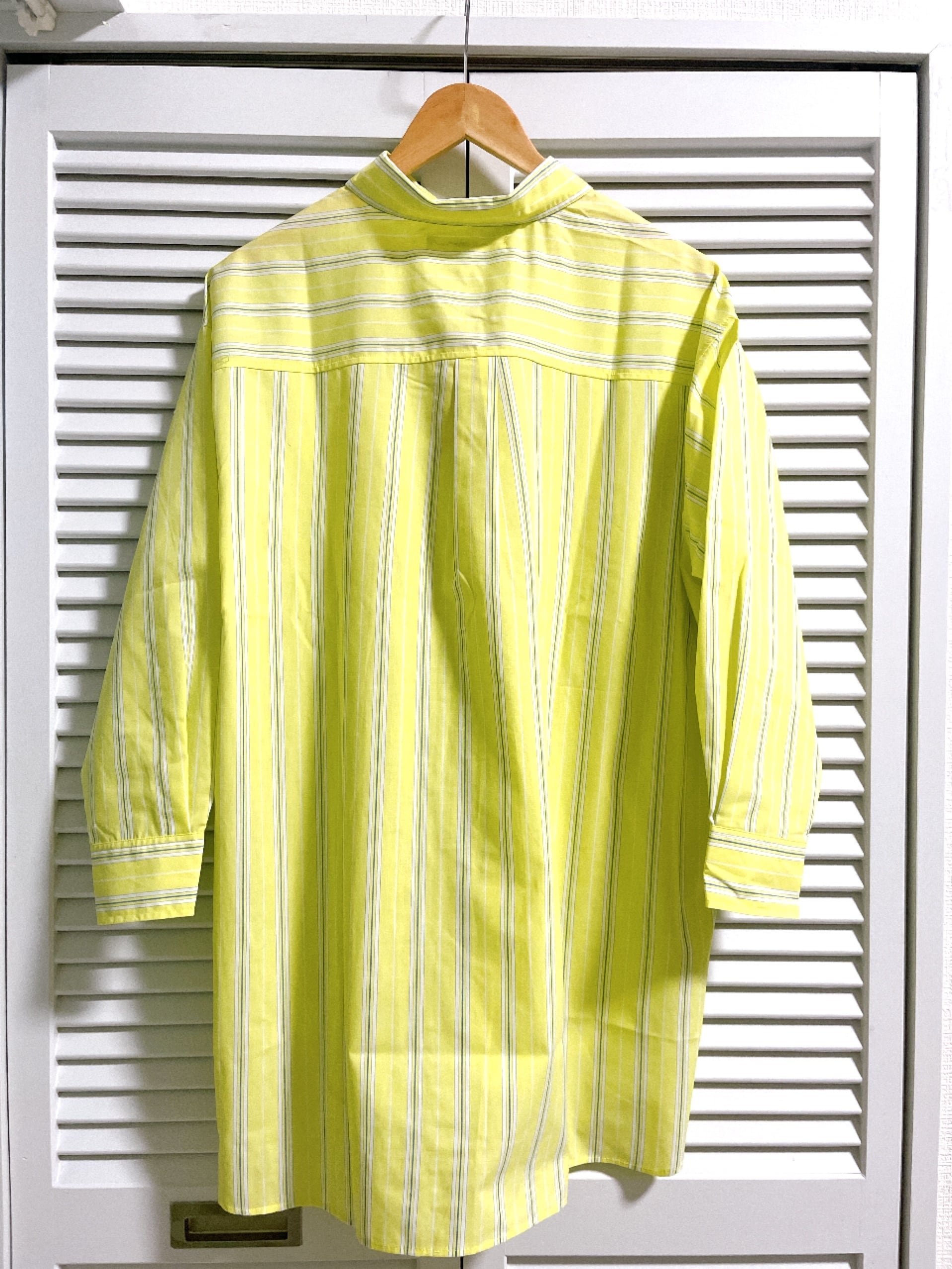 ストライプロングブラウス　黄 予約]ベルト付ストライプロングシャツ/yellow – Lumier