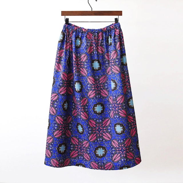 【受注制作】アフリカ布のギャザースカート（アラベスク）アフリカンプリント アフリカンファブリック