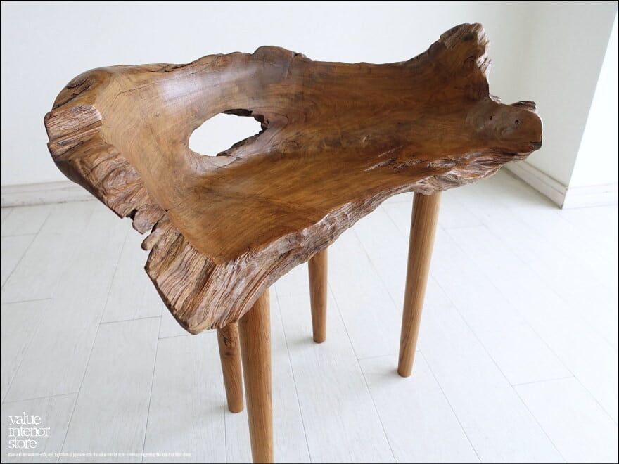 チーク無垢材 プリミティブチェアN06 イス 椅子 ベンチ 木製チェアー 天然木 手作り ナチュラル 素朴 銘木家具 一点物