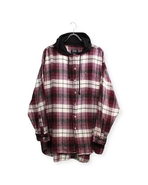Flannel check shirt hoodie
