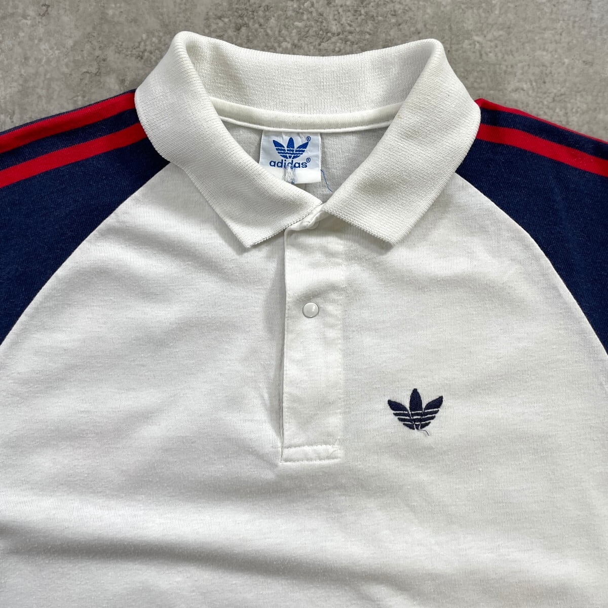 80年代 adidas アディダス トレフォイルロゴ 3本ライン ポロシャツ