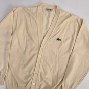 vintage CHEMISE LACOSTE ラコステ 文字ワニ ウールニット カーディガン 3/アイボリー/K-KN0700
