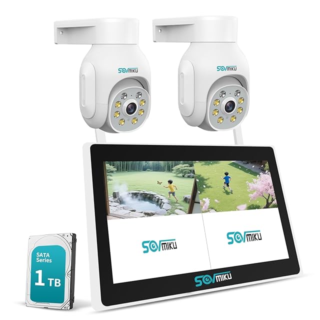 500万画素・信号強化】防犯カメラ 屋外 2台 モニター付き ワイヤレス