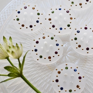 イタリア カラフルラインストーン×マットクリア 2穴 25.5㎜