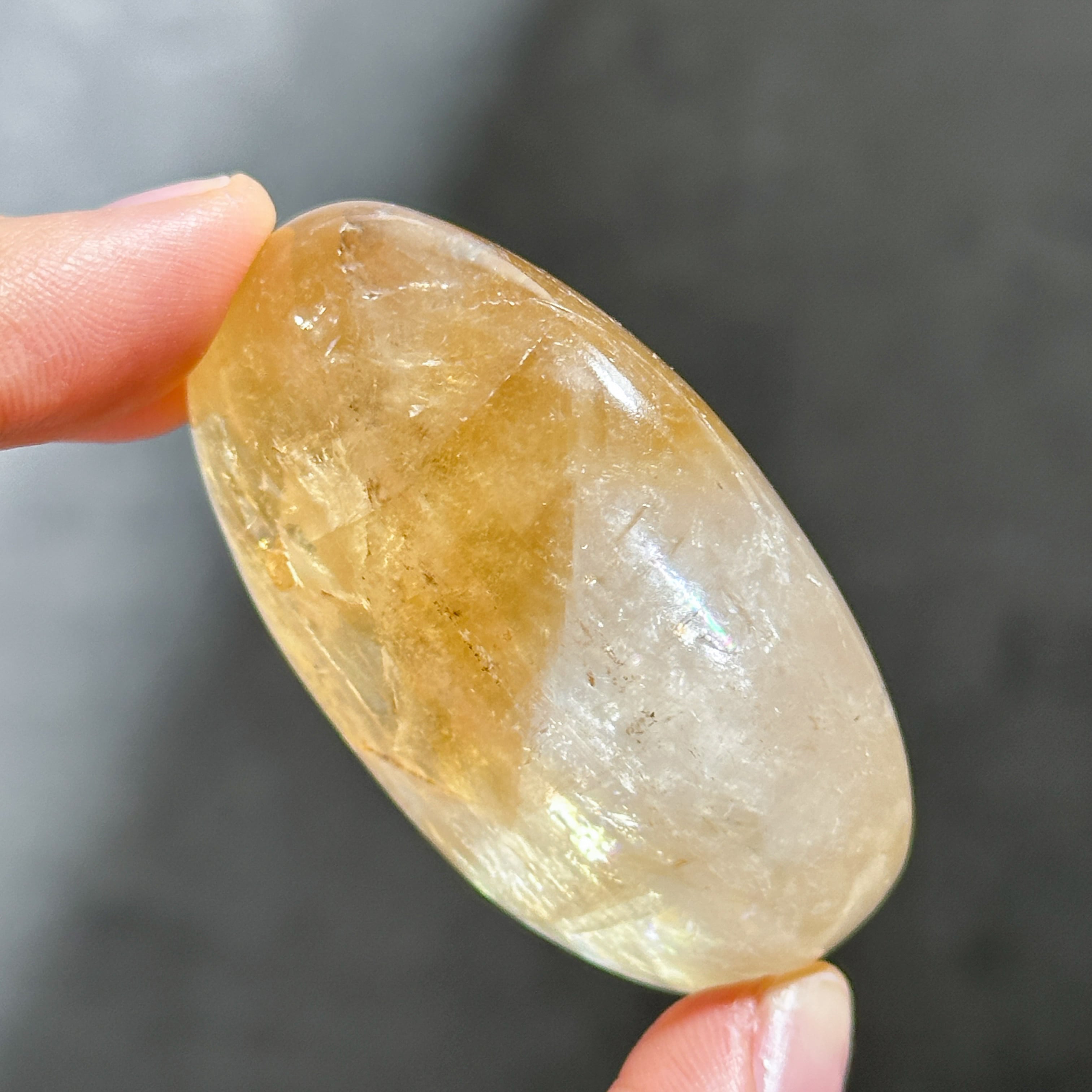 特大！！ハニーカルサイト ロングイ 天然石 8.2センチ ハニーカルサイト パームストーン22◇Honey Calcite◇天然石・鉱物