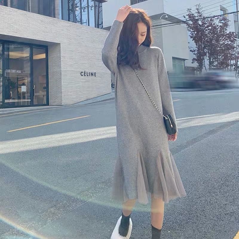 ◆予約◆knit layard chiffon onepiece(ご注文から1-2週間程でお届け)