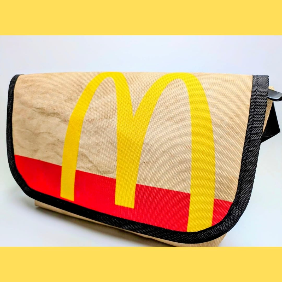 【 McDonald  ( マクドナルド ) ロゴ 】ショルダーバッグ＊紙袋風 〚アメリカン雑貨 アメトイ〛