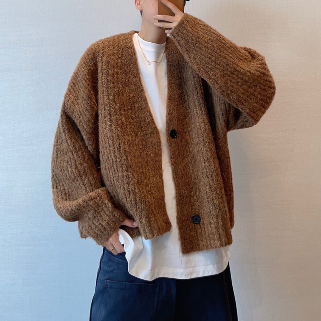 ル​​ーズショートニットカーディガン　1030