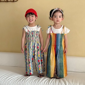 レインボーオールインワン（レインボー／波ストライプ）QQMM 2026夏｜80-150cm｜サロペット｜エスニック｜子供服｜韓国子供服｜女の子 ［取寄］