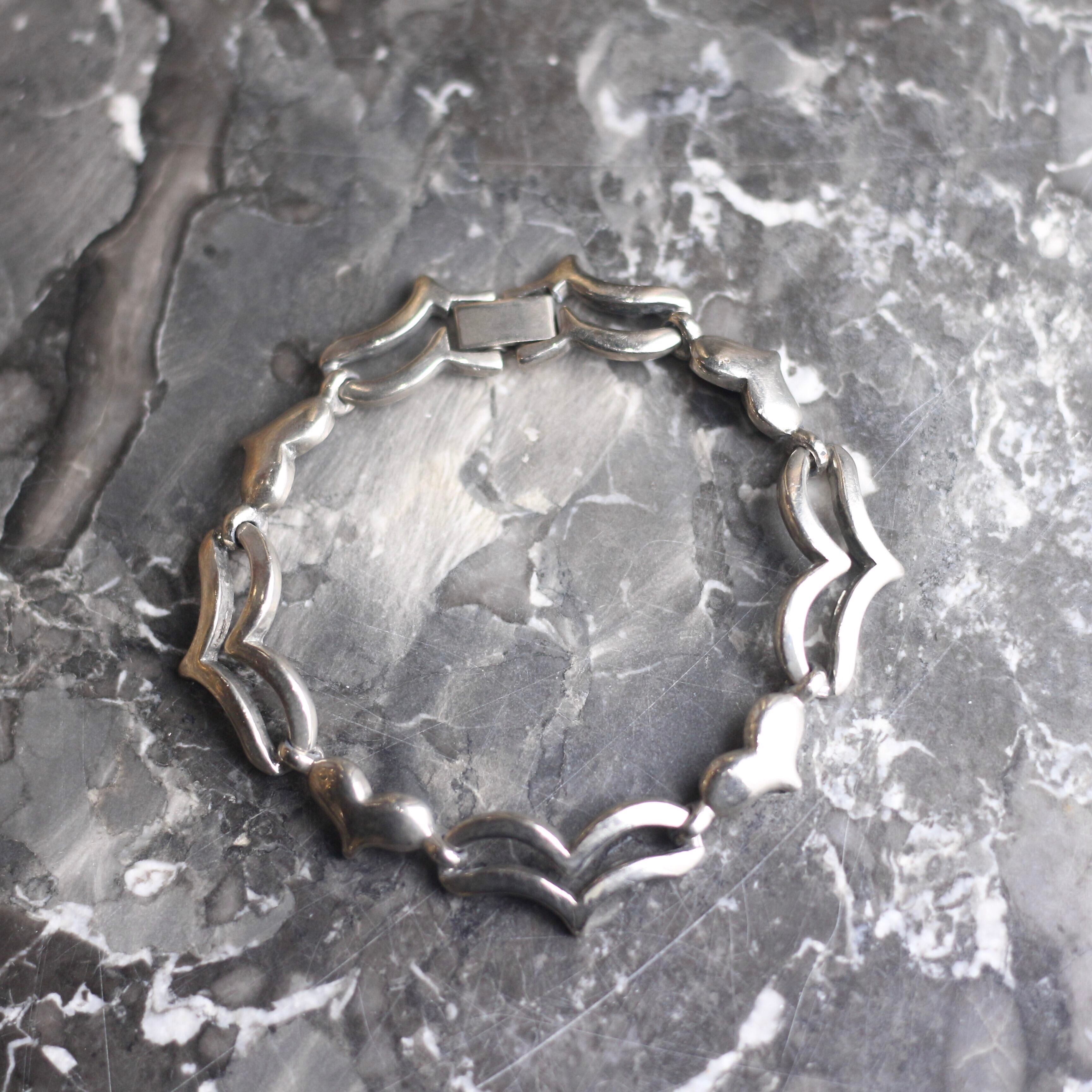 シルバー925 ヴィンテージブレスレット ハート USA VINTAGE HEART DESIGN CHAIN SILVER 925 BRACELET/アメリカ古着