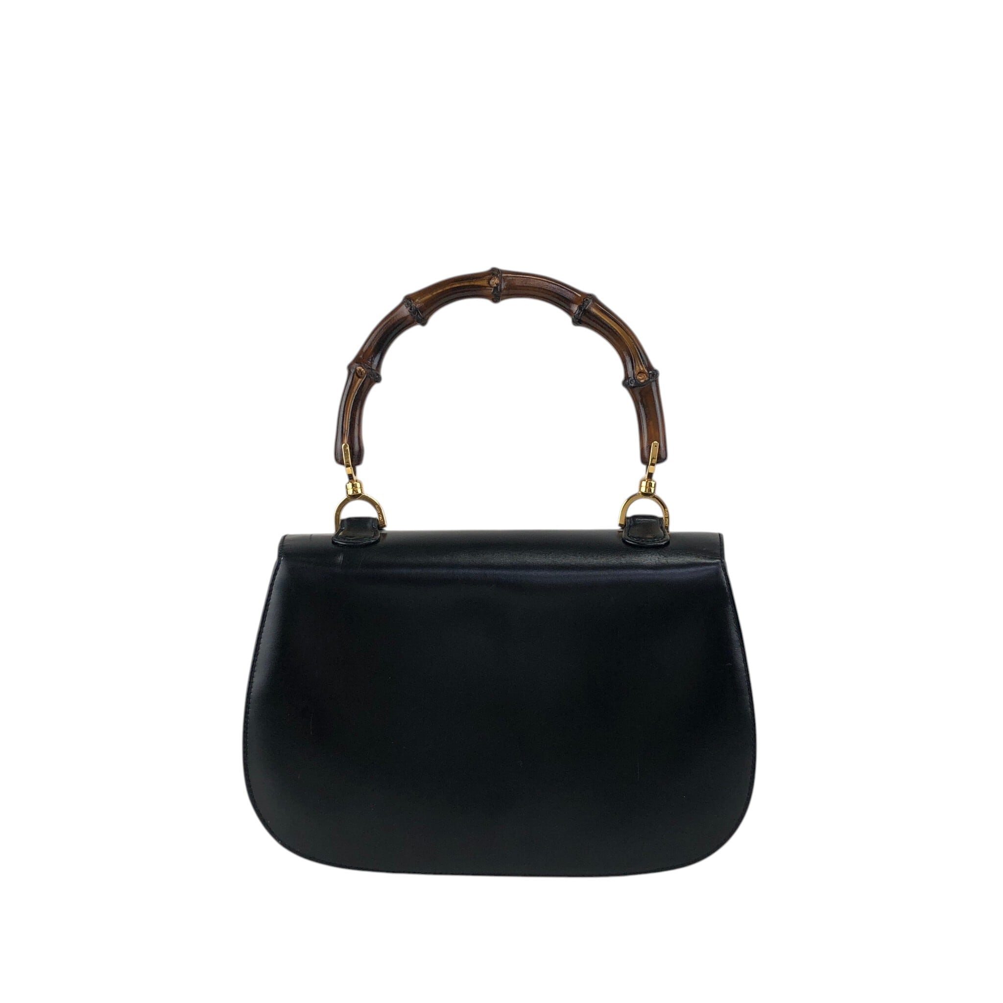ビンテージ　GUCCI バンブー ハンドバッグ ブラック GUCCI グッチ バンブー ハンドバッグ ブラック ターンロック レザー