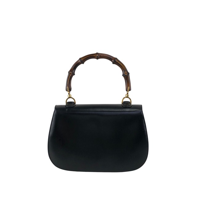 GUCCI グッチ バンブー ハンドバッグ ブラック ターンロック レザー vintage ヴィンテージ オールド 57imw4