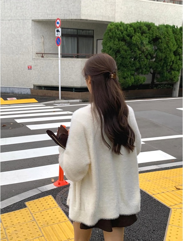 (LITER) swan fur cardigan / 2color