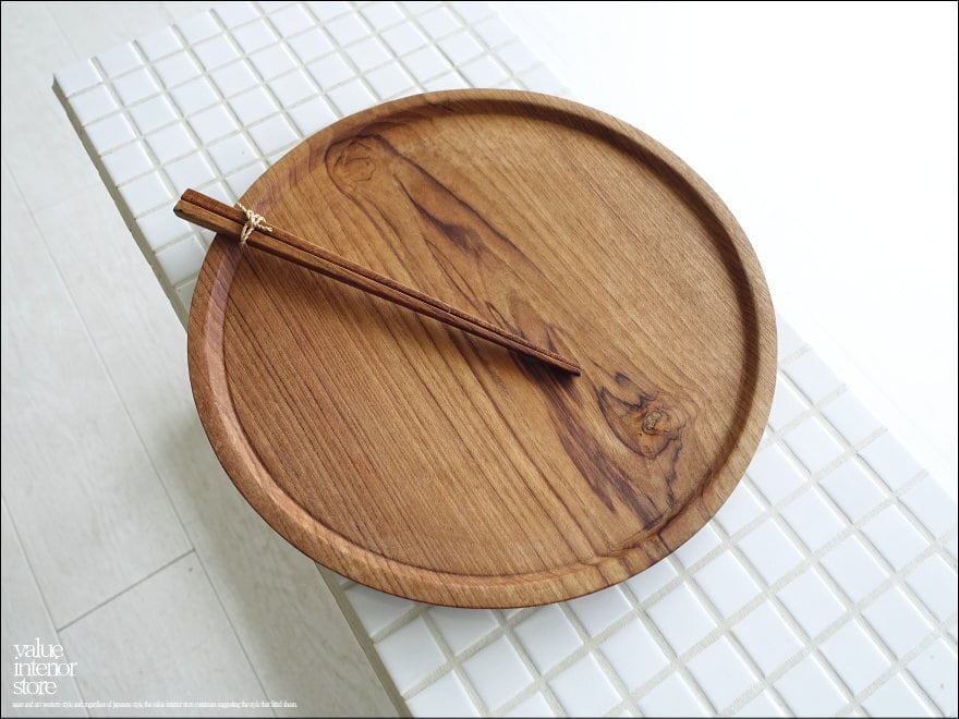 チーク無垢材 プレート30N お盆 木製食器 一枚板トレー 大皿