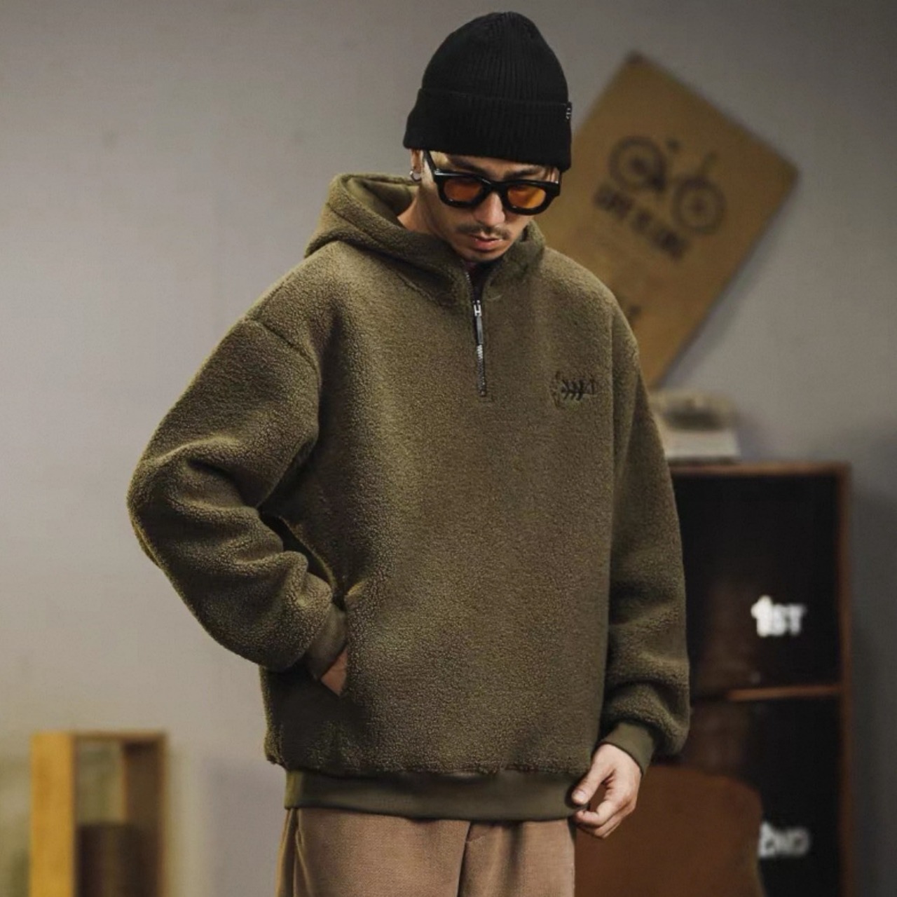 Half zip boa hoodie 1190 - 1