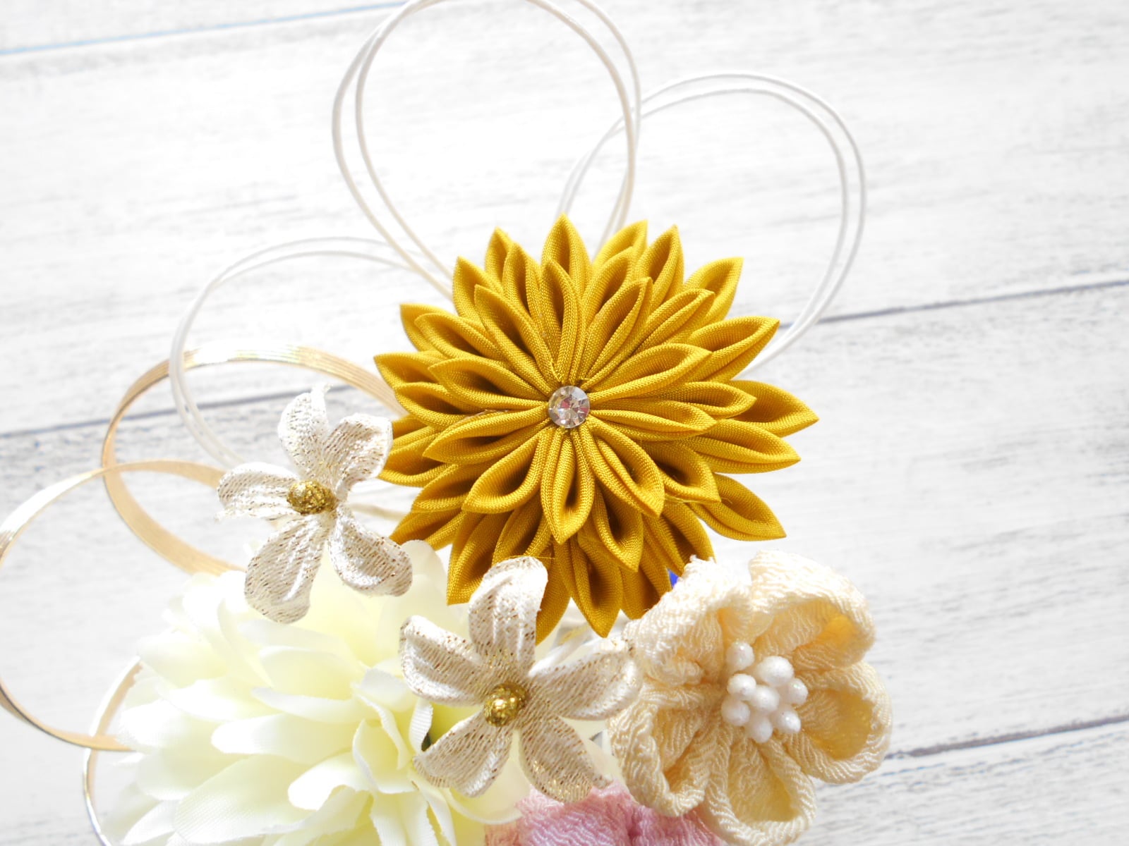 七五三髪飾り #662564B つまみ さがり飾り マム 水引 3歳 7歳 正絹