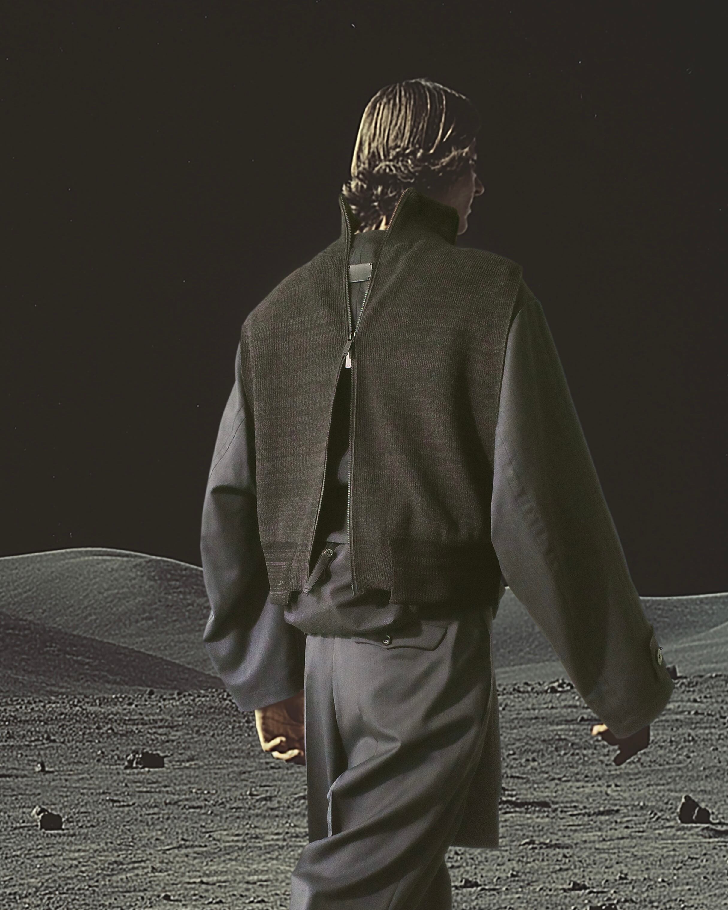 i'm here - Driver's Knit Vest ：Black｜前後スイッチ／ダブル