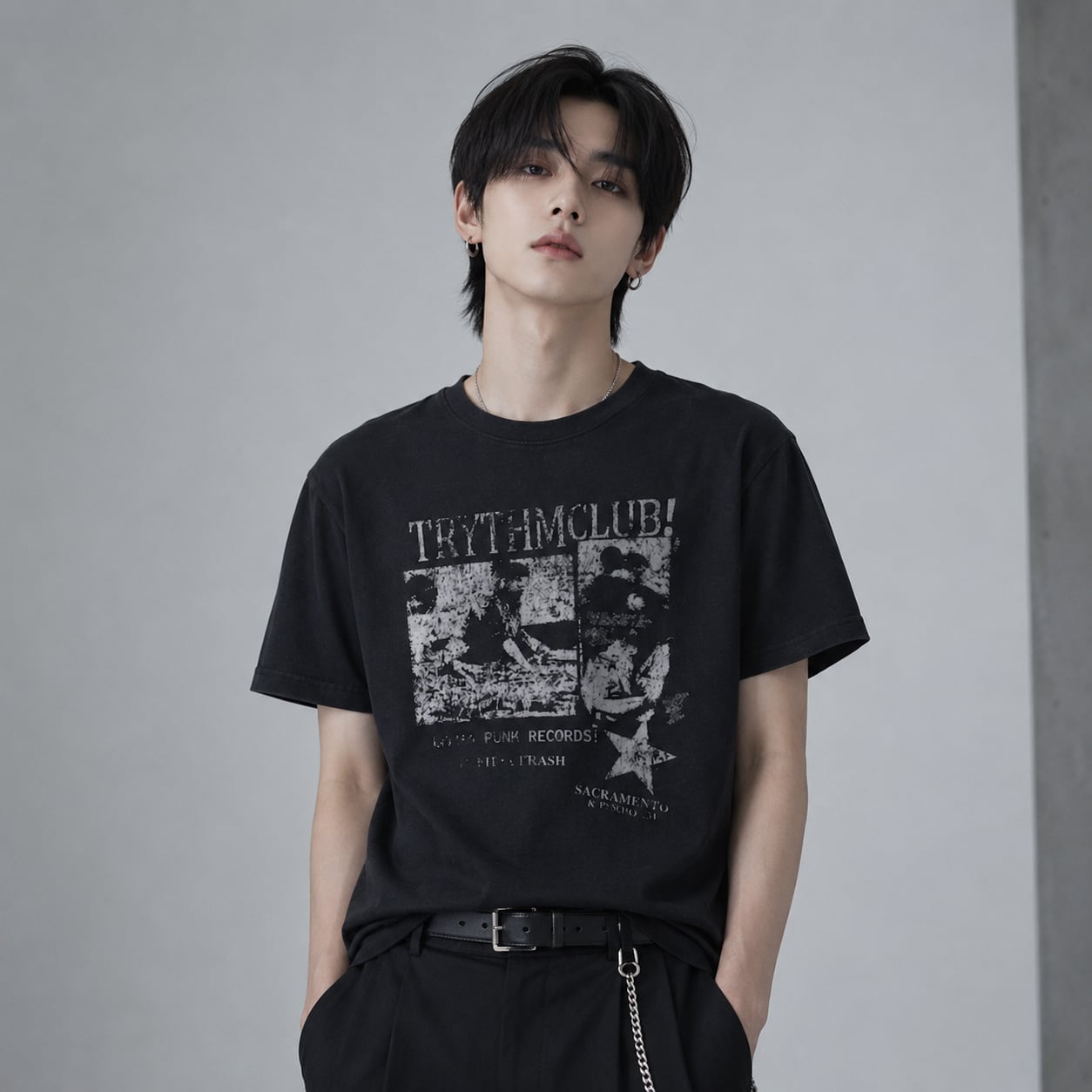 Short rock print short-sleeved T-shirt 0003