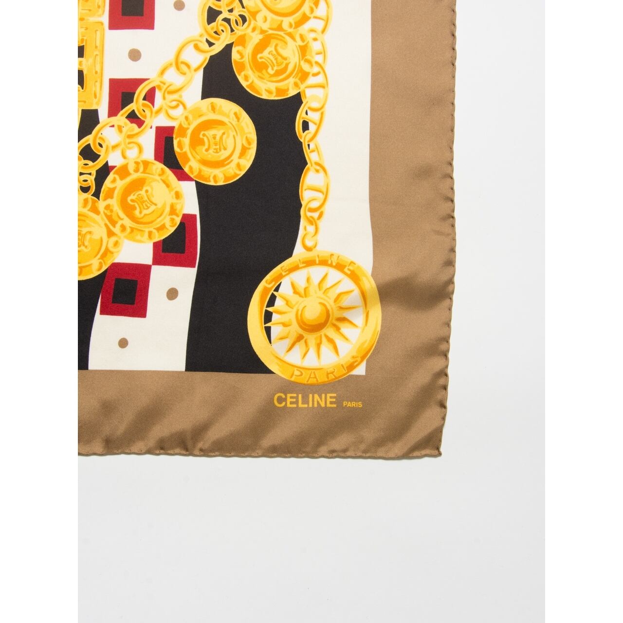 【CELINE】Made in Italy chain print silk scarf(セリーヌ イタリア製チェーンプリントシルクスカーフ)2c