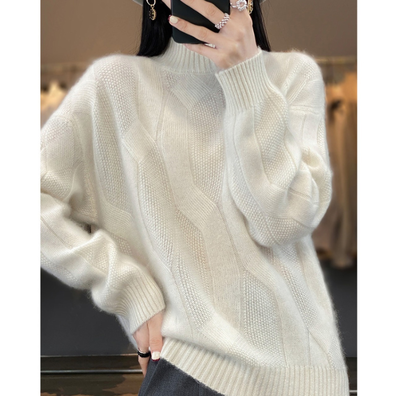 ハイネックボトミングニットトップ 6color A01038