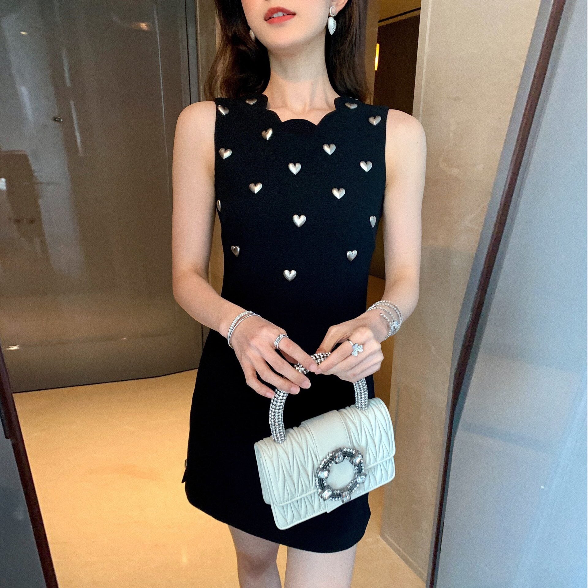 A477】ハートスタッズワンピース | select shop ann A477】ハートスタッズワンピース | select shop ann