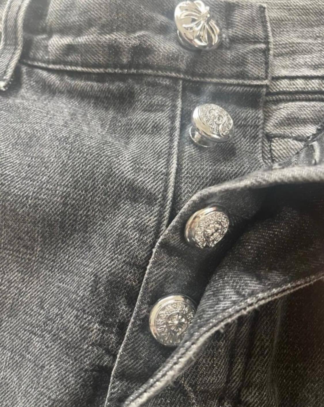 CHROME HEARTS クロムハーツ デニムパンツ 赤黒クロスパッチ ジーパン