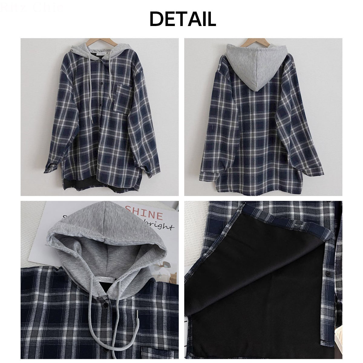 ネルシャツ フード付き 長袖 シャツ レディース 春秋冬 韓国 ライトアウター トップス おしゃれ 大人 カジュアル ストリート アメカジ レトロ 微起毛 ゆったり オーバーサイズ 大人可愛い 大人女子