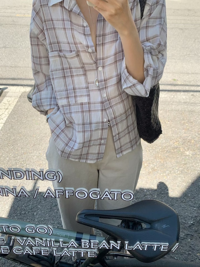 (LITER) cocoa roll up check shirt
