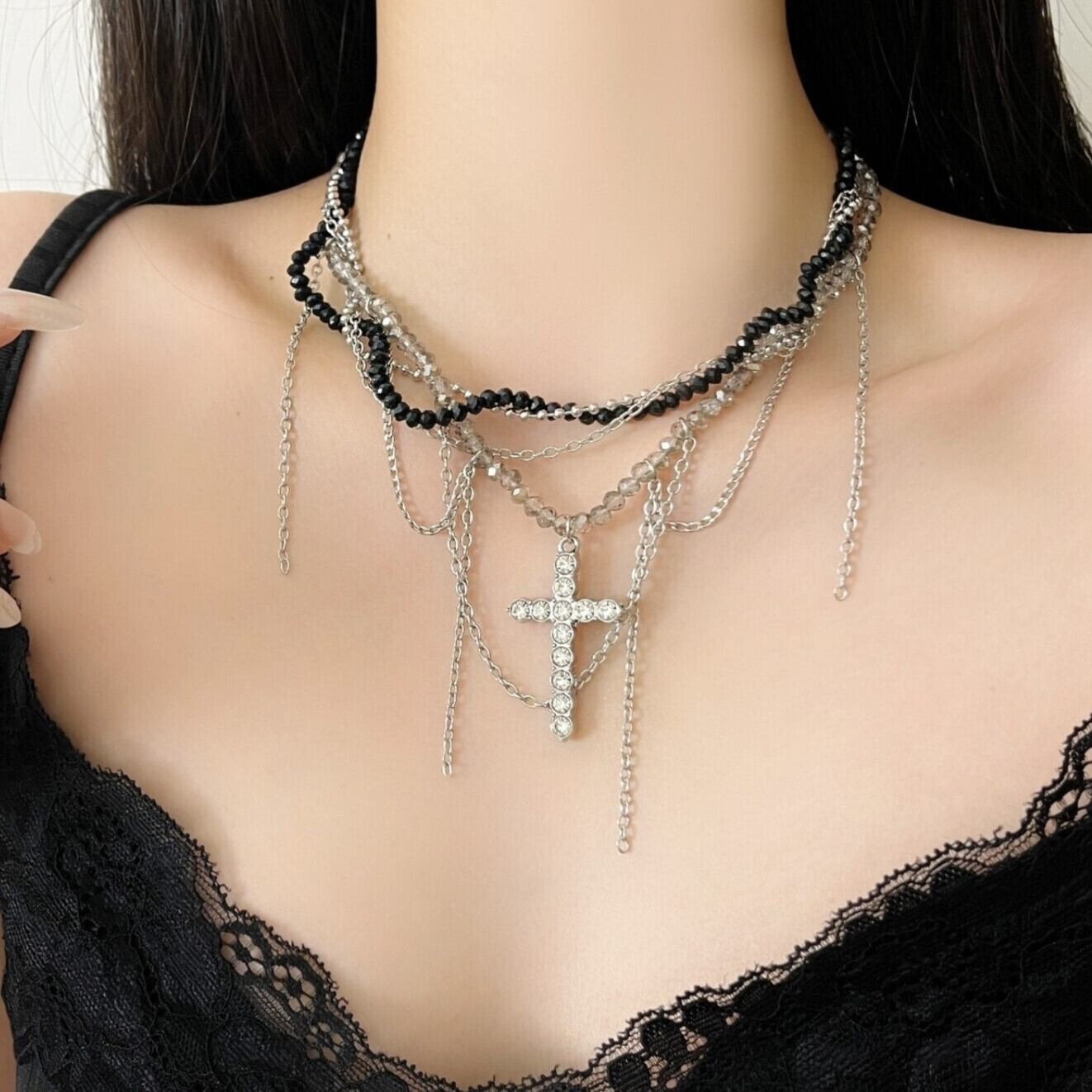 cross layered necklace / l0914