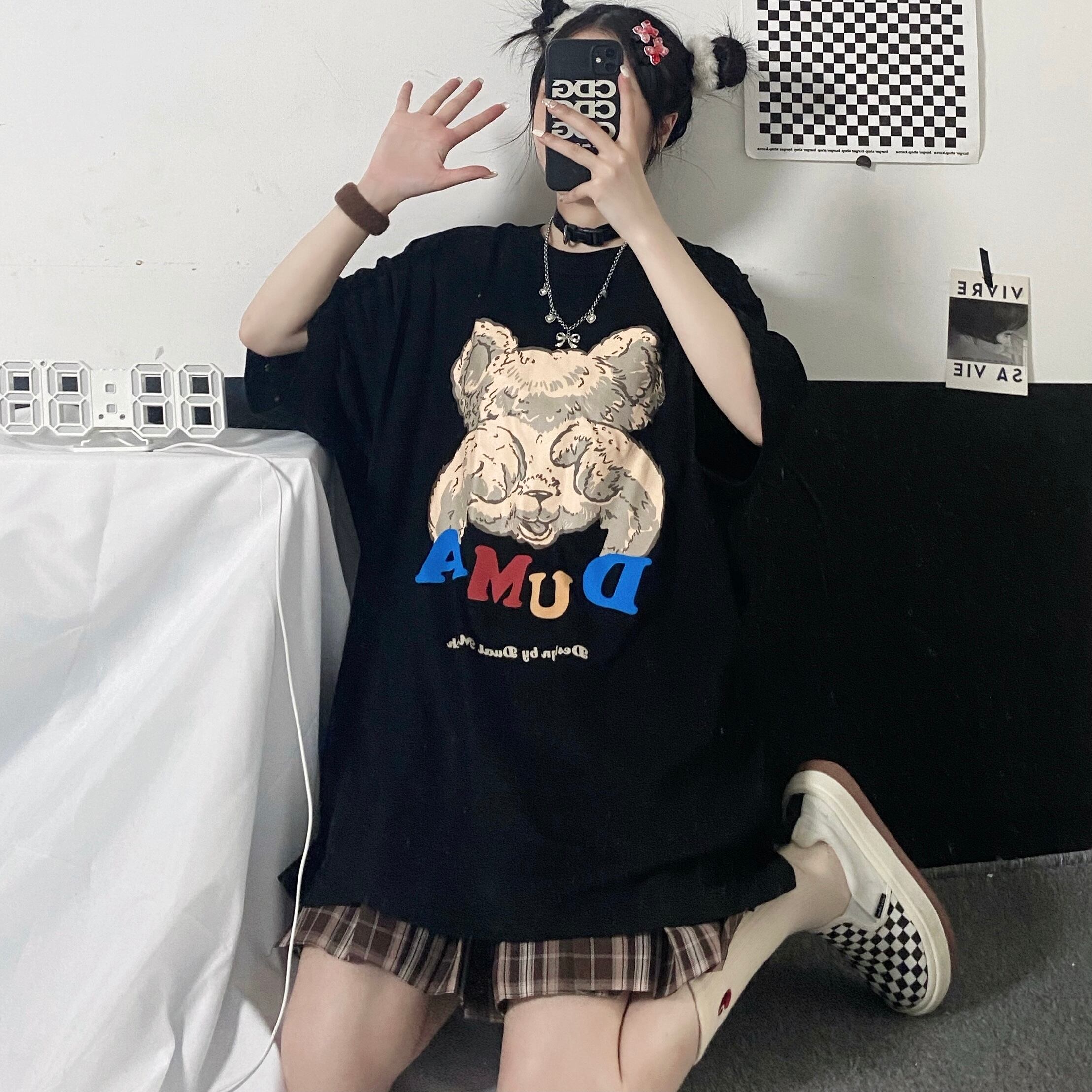 ロングサマールーズプリント柄カジュアルTシャツ トップス 夏物 ケッペル17589119717