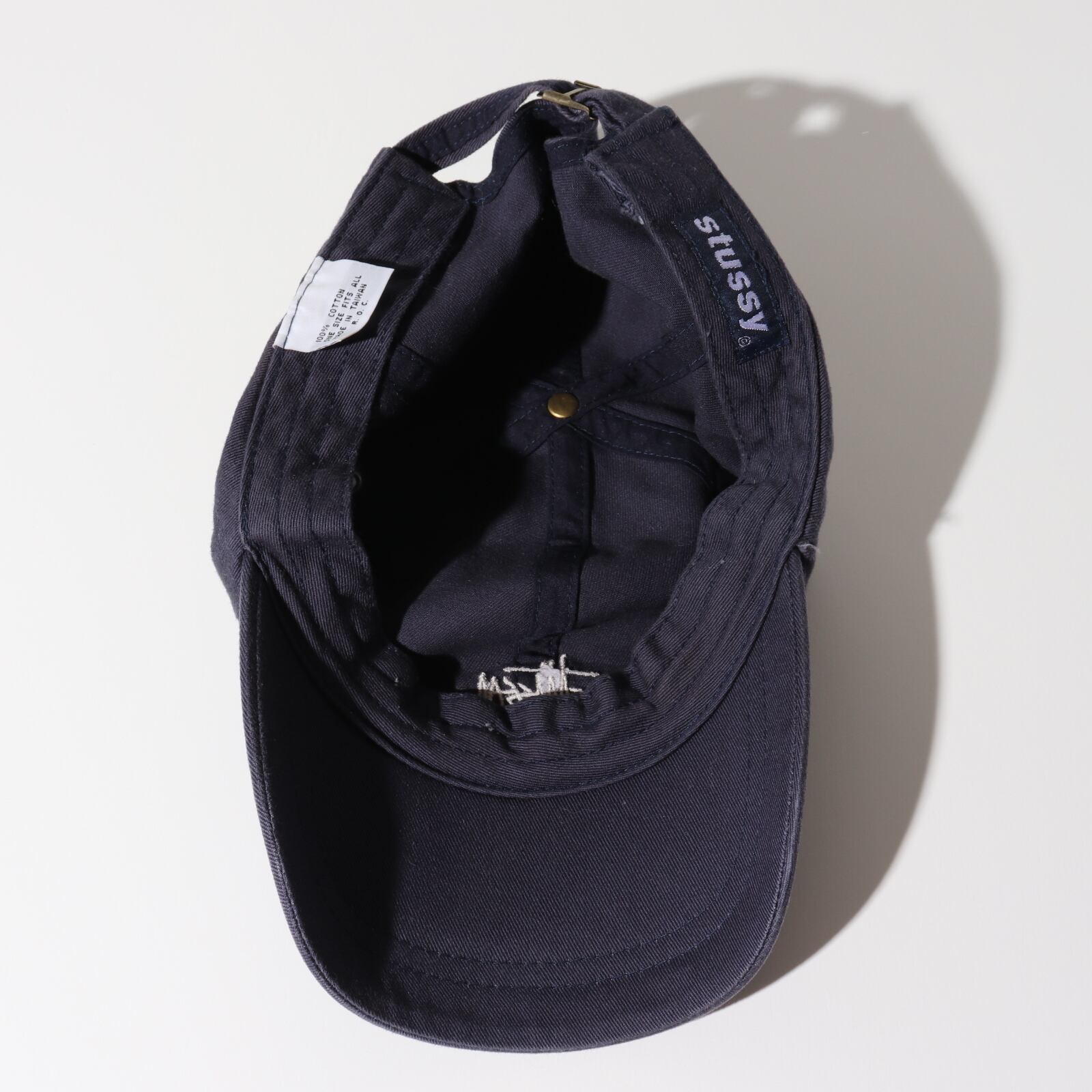 Stussy ネイビー 6パネルキャップ 帽子 ステューシー ロゴ刺繍 紺色 