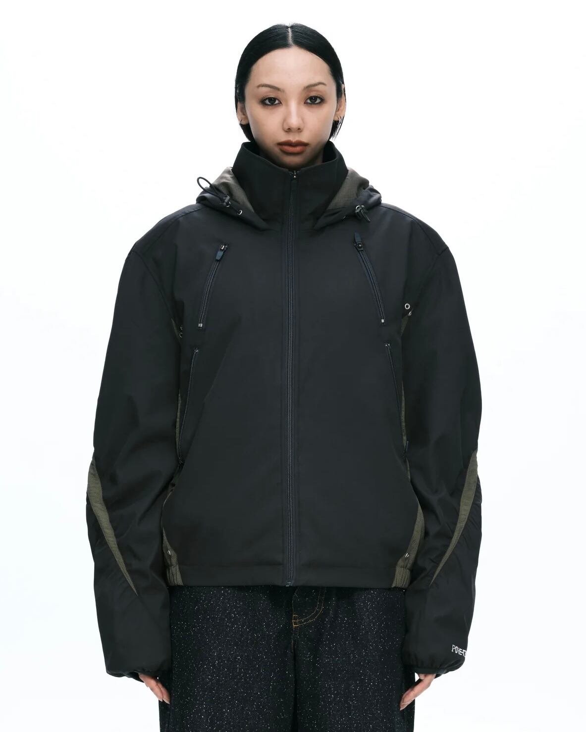 plateau studio【Curvy padded jacket -Ash black-】