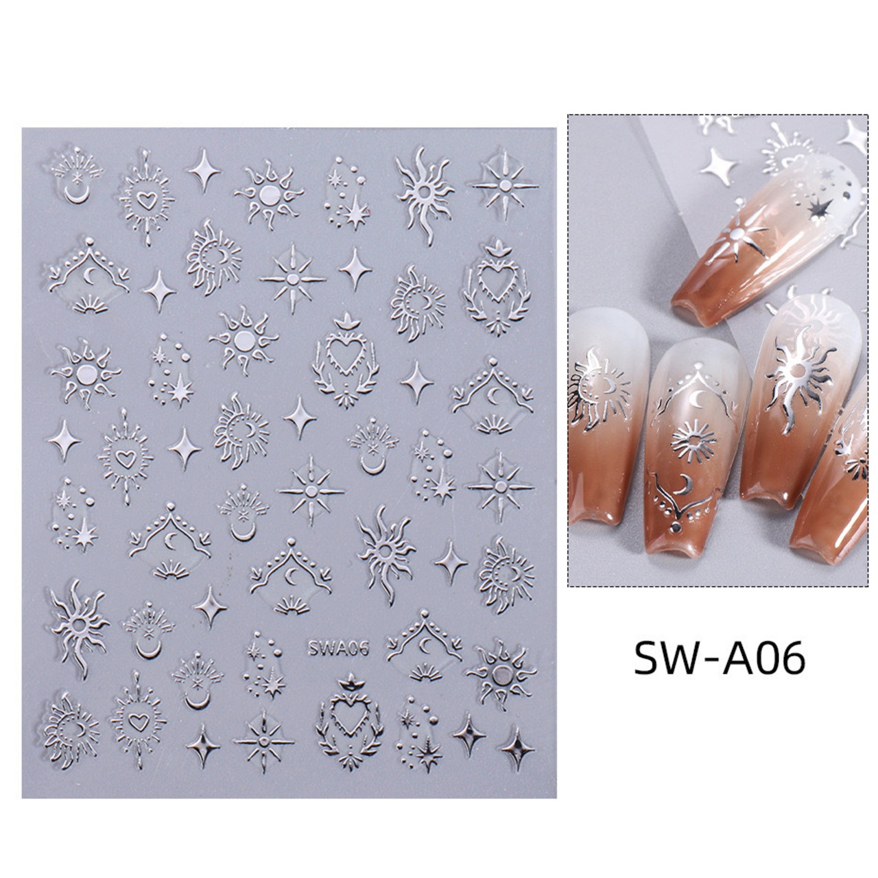 【1シート】ハート/太陽/神聖ネイルシール/レジン