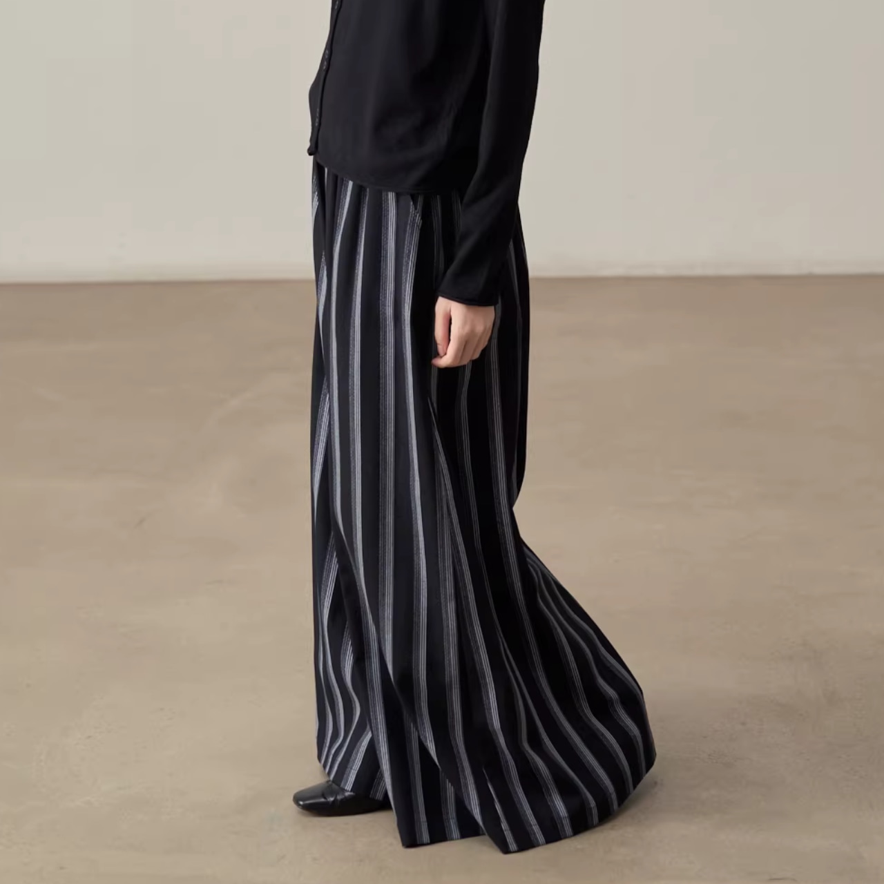 ストライプ柄 ワイド フルレングス パンツ 00038・画像3