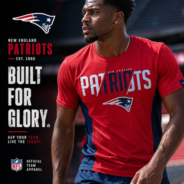 【M】NFL公式 ペイトリオッツ アメフト Tシャツ レッド Mサイズ 吸水速乾