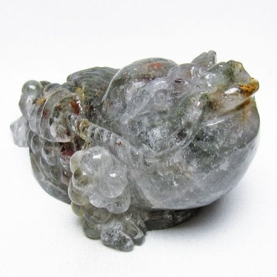 水晶 手彫り-卓上置物-キンセン-金蟾 ガーデンクォーツ 一点物 154-65
