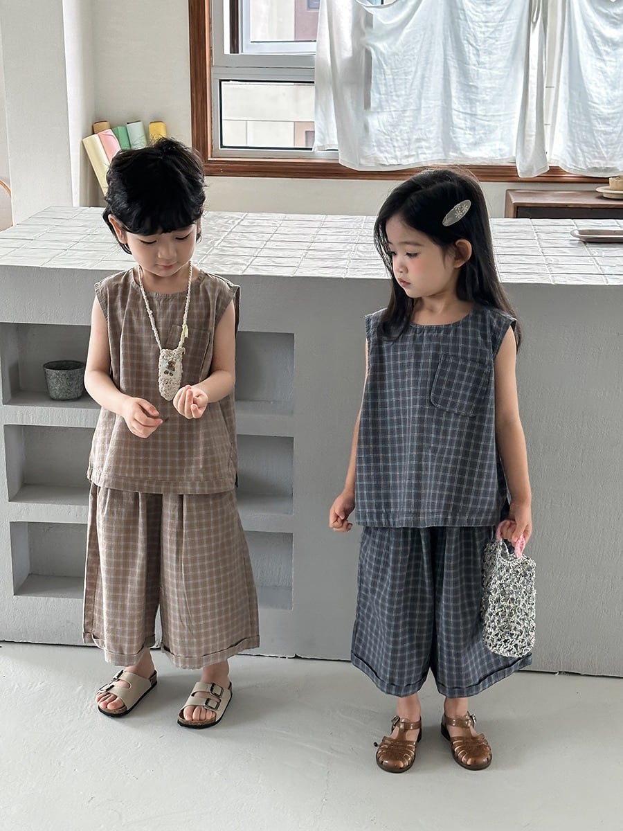 チェック柄セットアップ（2色展開）JIAY｜上下セット ノースリーブ