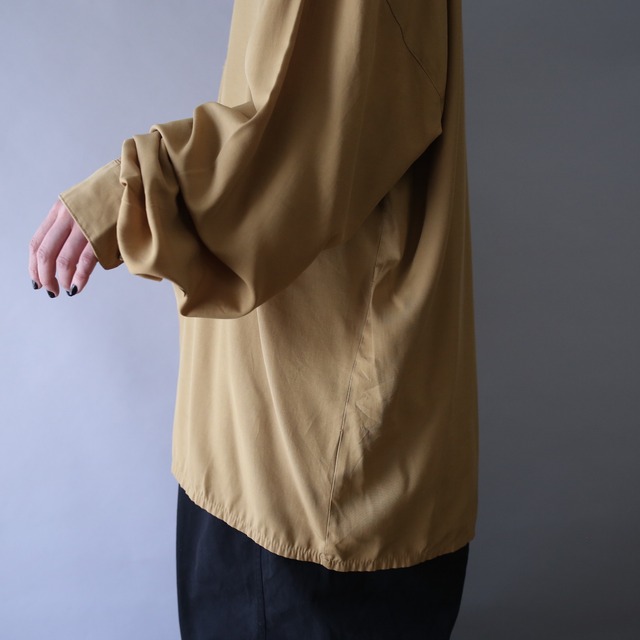 "刺繍" geometry design loose silhouette fry-front band-collar minimal shirt