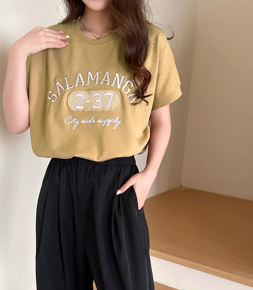 メール便】 「リブで締まって見える」ロゴTシャツ レディース 半袖