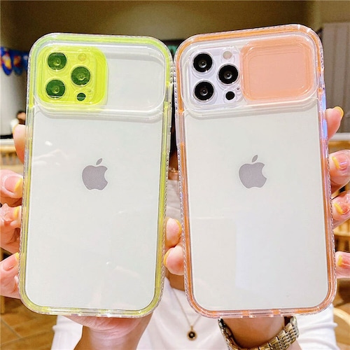 【iphone13対応】 クリスタル スライドカバー カメラレンズ保護 耐震 バンパー iphone ソフトケース 6配色