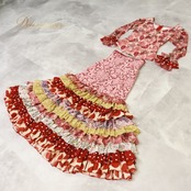 フラメンコ 衣装 ソニアジョーンズ ツーピース SONIA JOHNES トップス ファルダ ブラウス スカート セットアップ 上下セット 長袖 ボランテ ハイウエスト フリル レッド系 ドット 水玉 花柄 ピンク 赤 フラメンコ ドレス セット スカート 2点セット おしゃれ レディース ダンス 衣装 パーティー コスチューム 発表会 フラメンコファッション フリルスカート