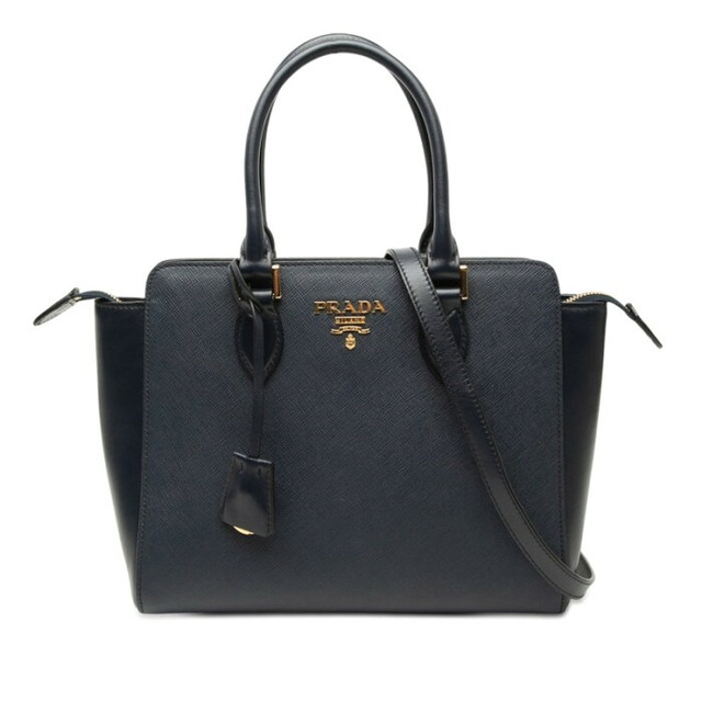 プラダ ハンドバッグ ショルダーバッグ 2WAY 1BA113 ネイビー サフィアーノレザー レディース PRADA 【中古】