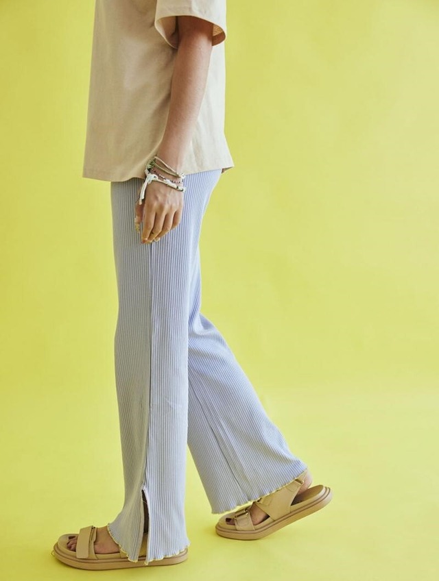 【25SS】KOQUELIKO(コキュリコ)Vogue pants fuji(S/M/L/T)パンツ リブ フレア パープル