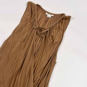 USA製 HELMUT LANG ヘルムートラング デザイン ノースリーブ チュニック丈 ドレープトップス M/ブラウン系 レディース