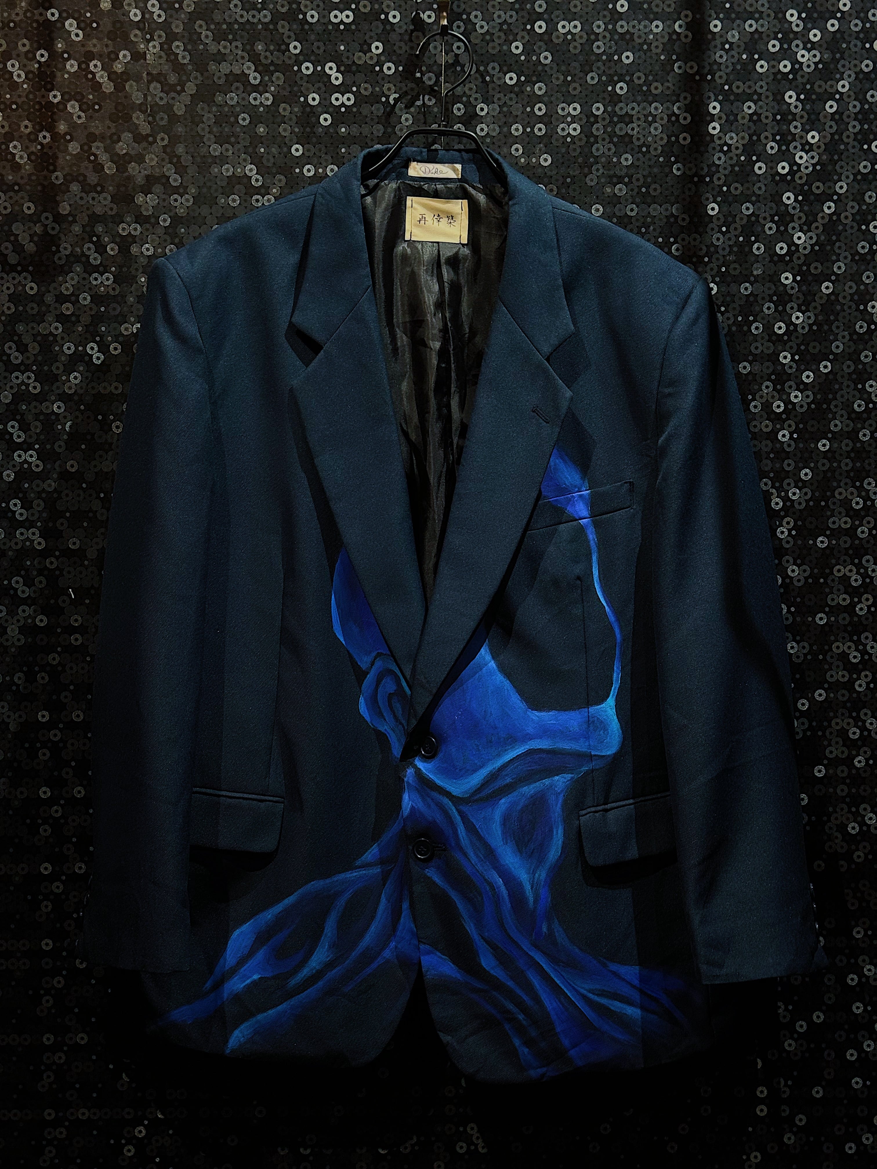 【ÆIEM】"再倖築"vintage "The blue Transience" paint remake tailored jacket