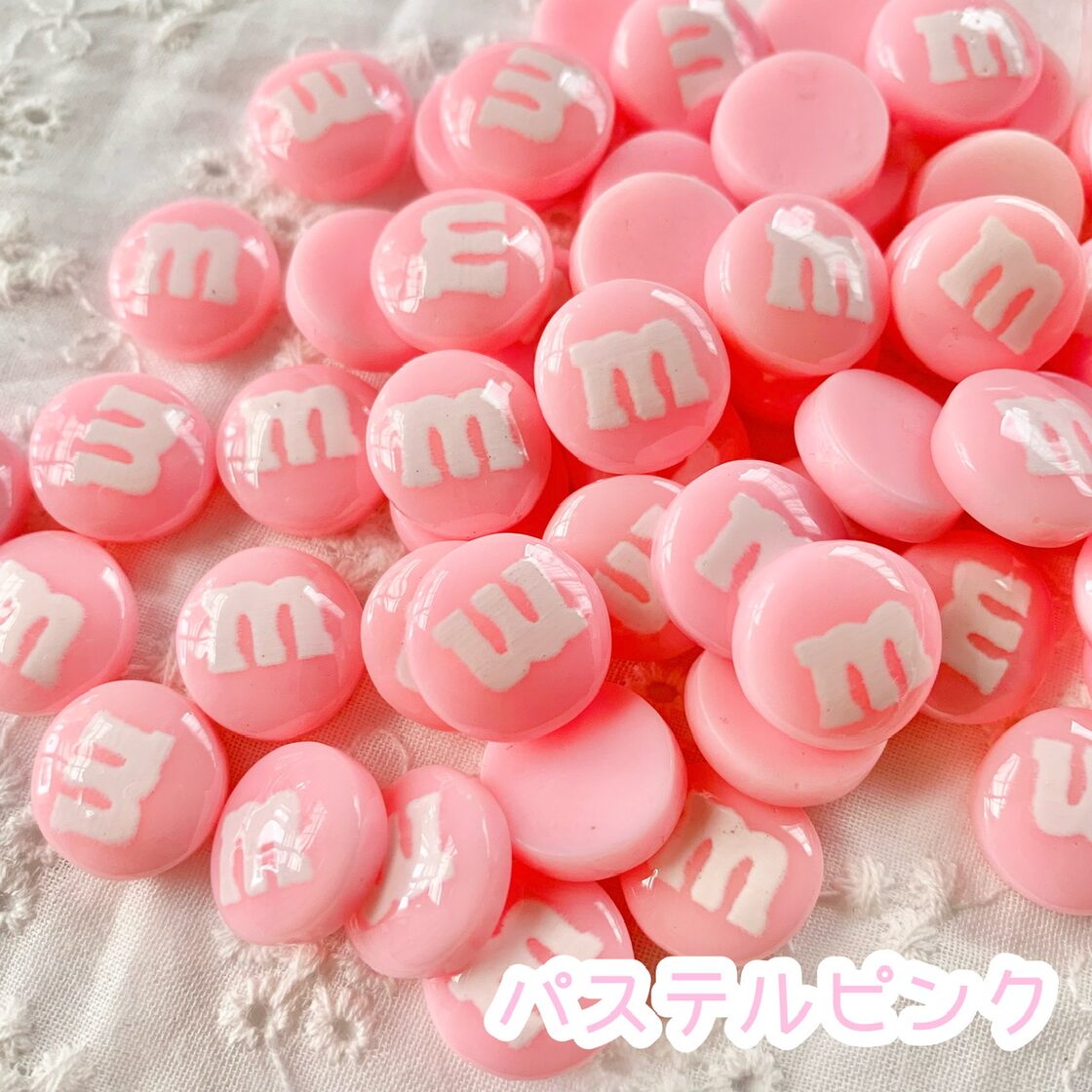 お得BIG PACK//【60個】BIGロゴmチョコ/デコパーツ【15色】直径14mm  