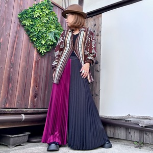 バイカラープリーツパンツ