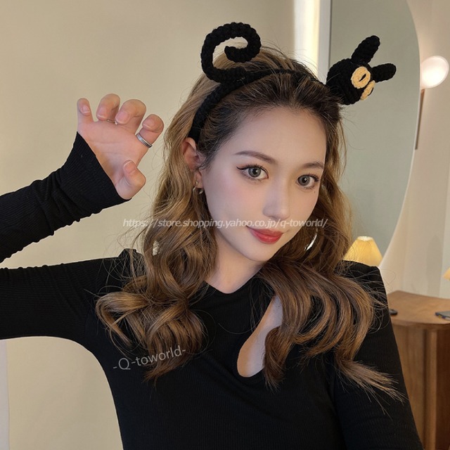 猫　イベント ヘアバンド　しっぽ　ヘアアクセサリー 韓国 カジュアル 髪留め プレゼント